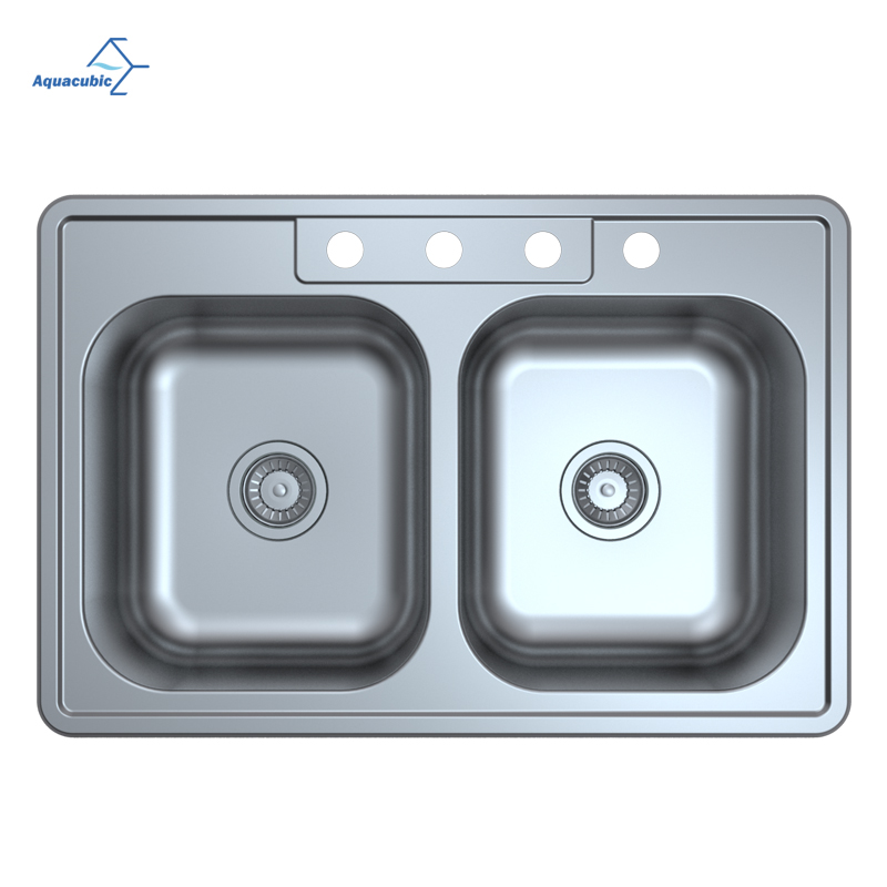Fregadero de cocina estirado a presión rectangular de un solo tazón de acero inoxidable de montaje superior