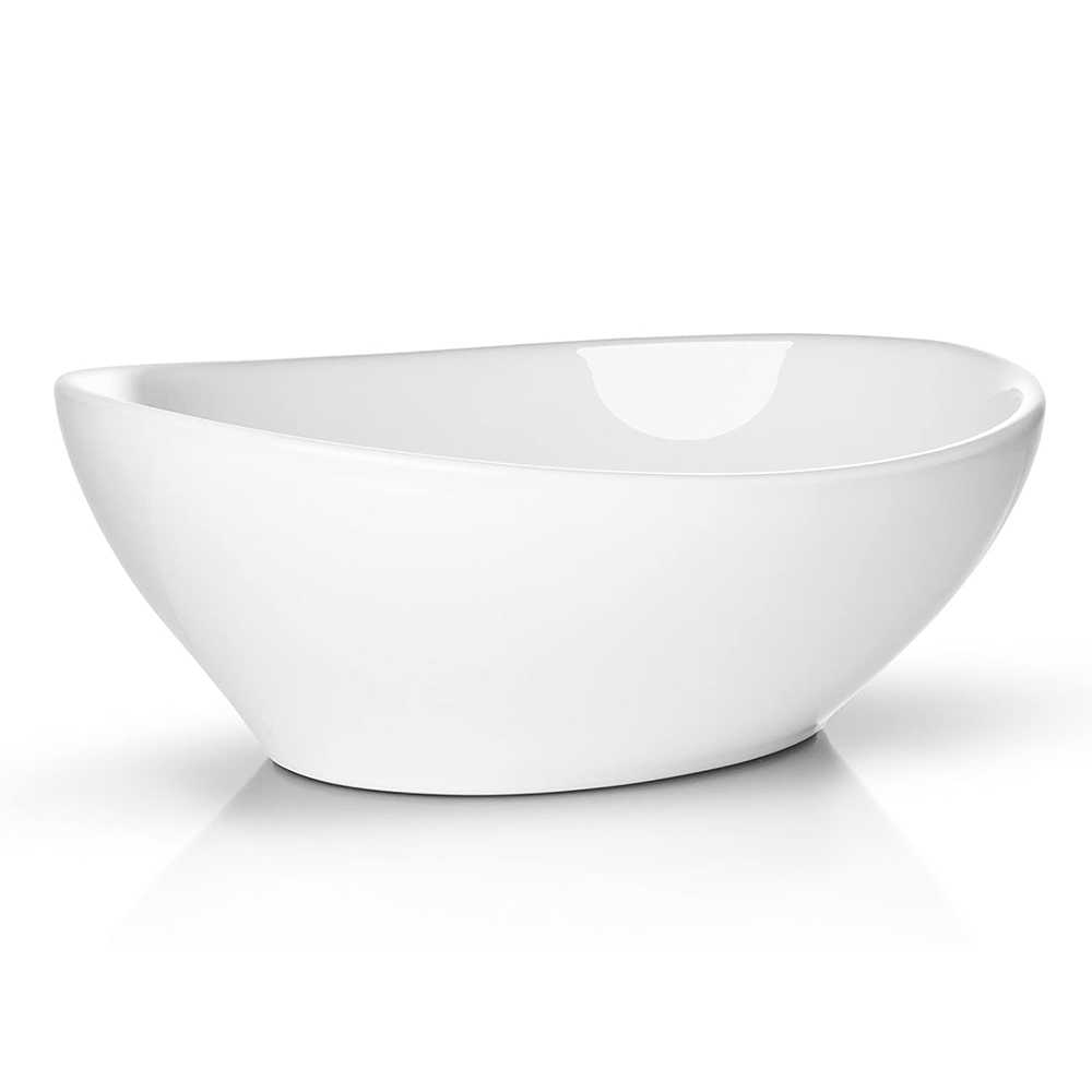 Fregadero de baño de recipiente de cerámica blanca ovalada con forma de huevo moderno