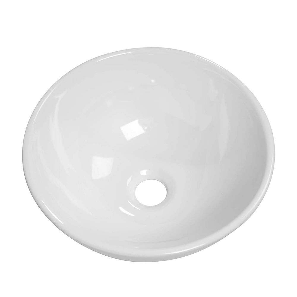 Fregadero ovalado de baño de cerámica de porcelana blanca sobre encimera moderno Aquacubic